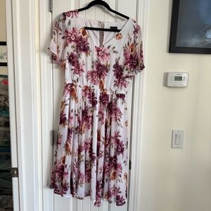 Torrid Purple and Pink Floral Midi Dress
